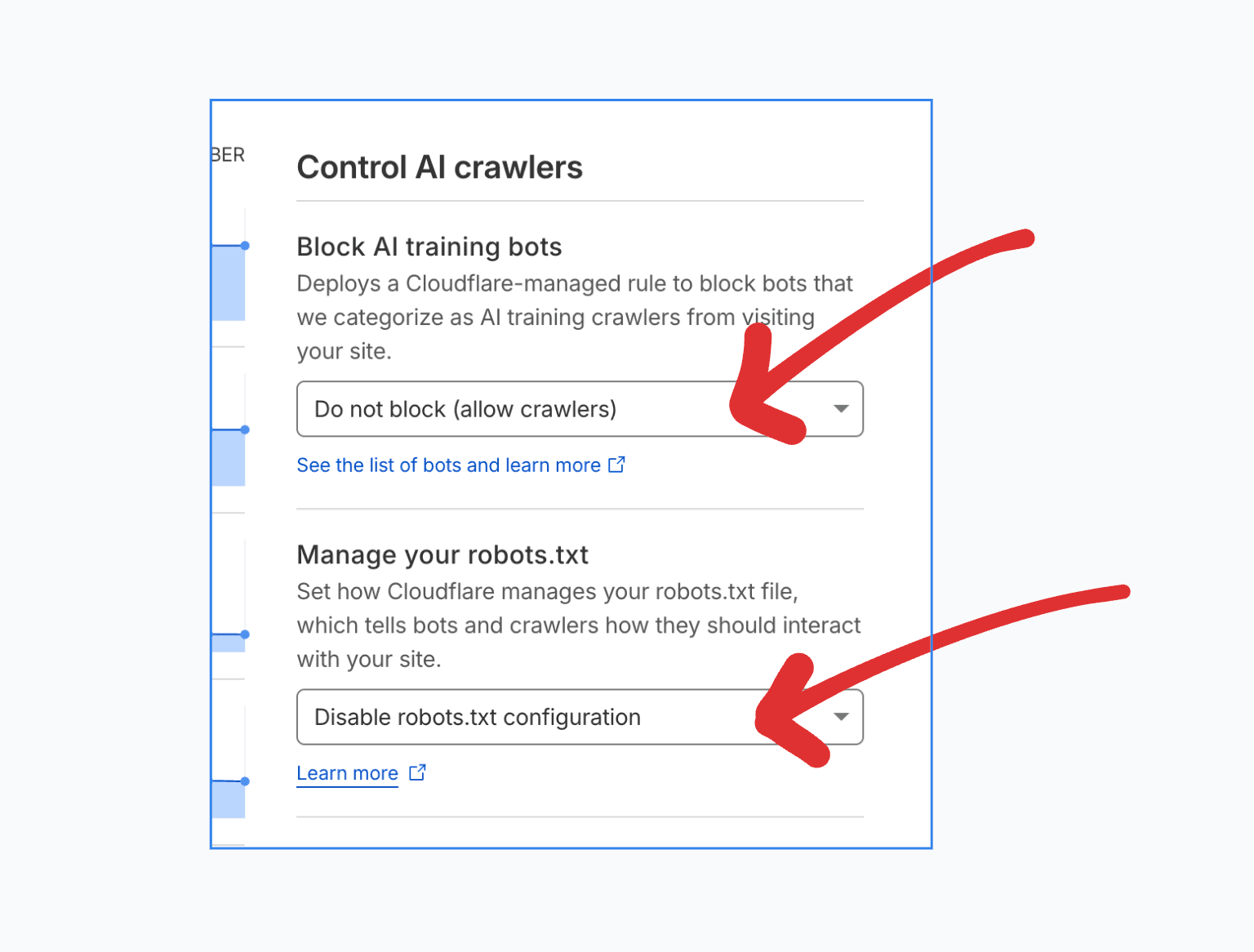 Cloudflare Control AI crawlers settings panel